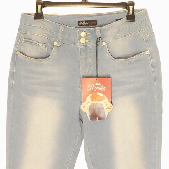 Royalty For Me Womens 12 Ankle High Rise Slim Fit Stretch Jeans Light Wash NWT - Picture 5 of 9